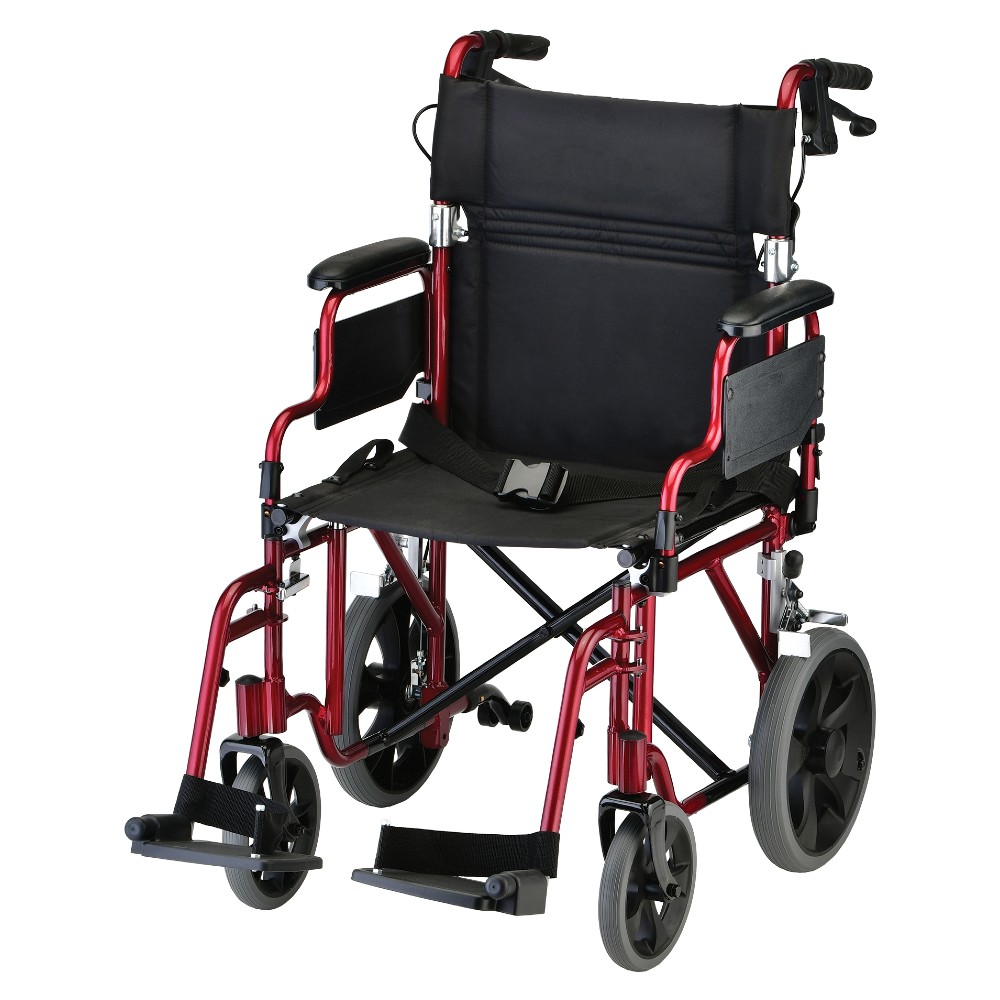 Transport Chair- 19 Inch  Lightweight Red